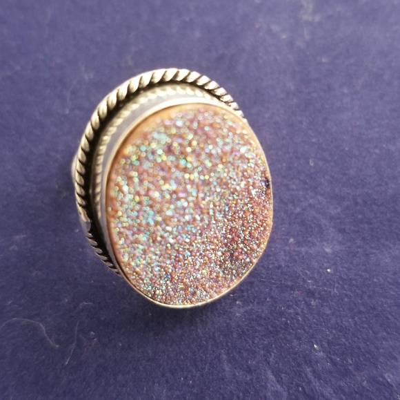 Arora borialis drutzy and sterling silver ring - Picture 2 of 6